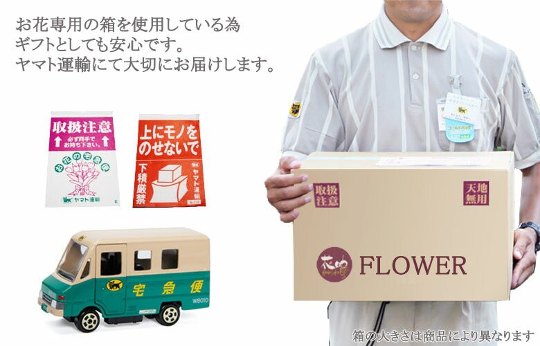 花専用の箱に入れてプリザーブドフラワー宅配便でお届け