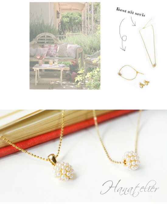 ピアスとお揃いで大好評 粒パールfeminineフラワーの2デザイン