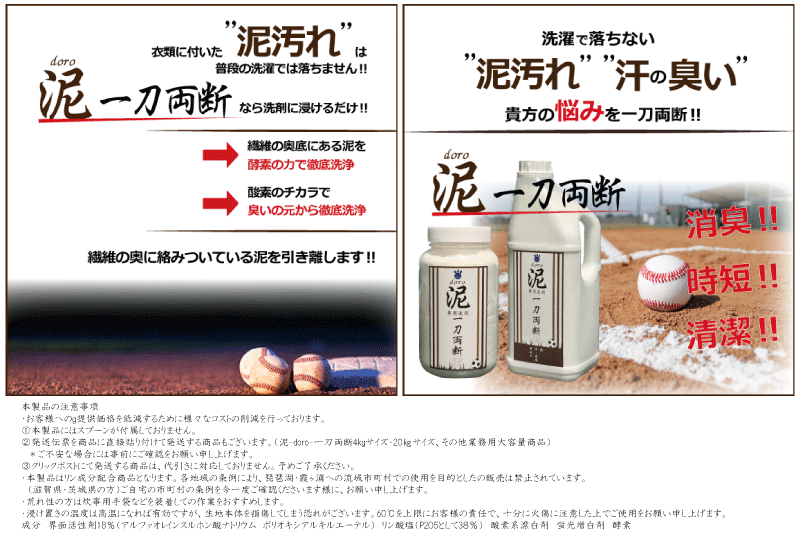 泥汚れ 洗剤 野球 ユニフォーム 洗剤 土 泥 Doro 一刀両断 500g 送料無料 お盆も毎日出荷します Doroyogore500 はなてん 通販 Yahoo ショッピング