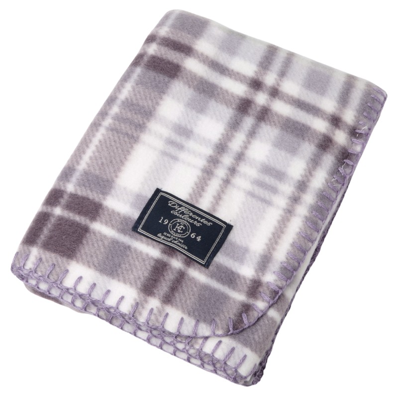 薄手 フリースブランケット 北欧風 ひざ掛け チェック柄 ステッチ入