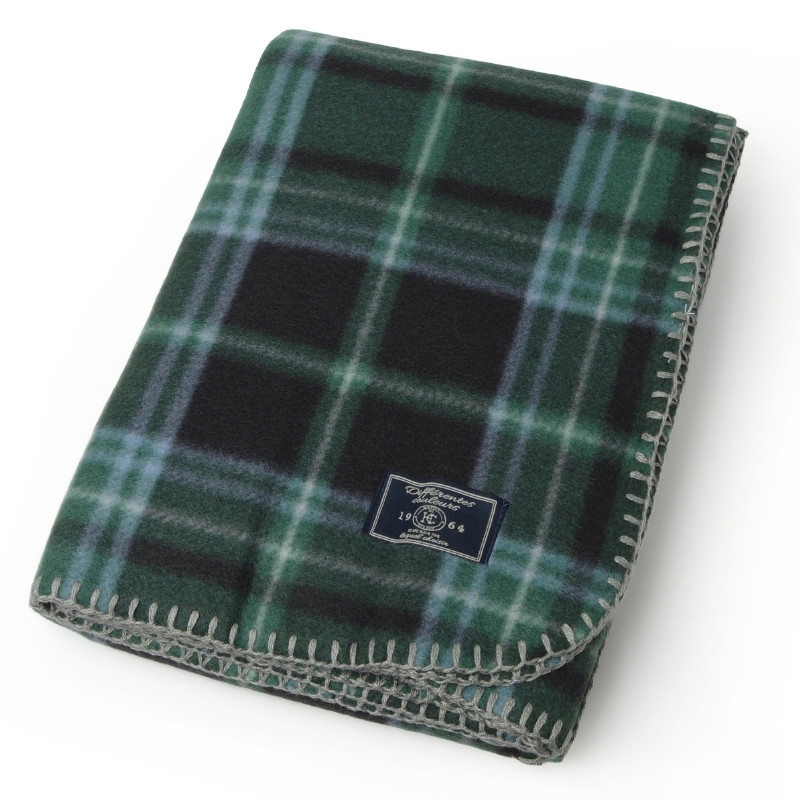 薄手 フリースブランケット 北欧風 ひざ掛け チェック柄 ステッチ入