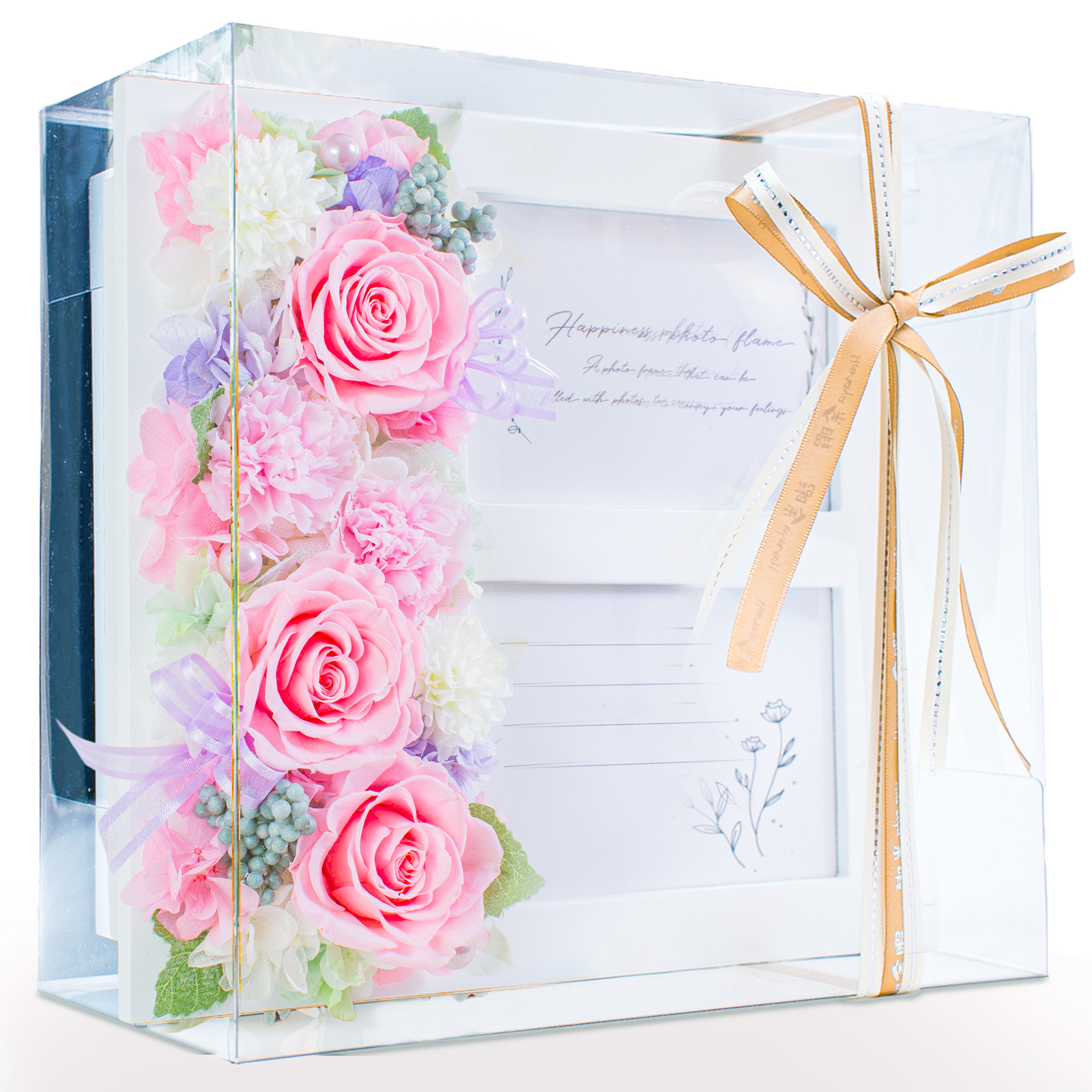 プリザーブドフラワー 写真立て 結婚祝い 写真入り 祝電 写真入り