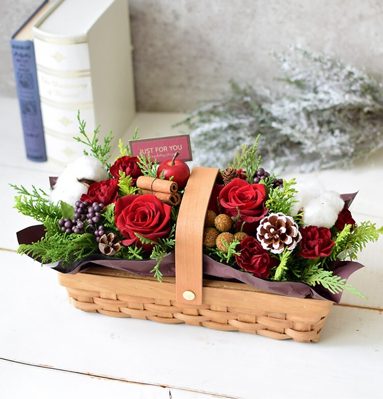 冬限定 カトラリーバスケット アレンジ クリスマス ver 冬の花贈り 