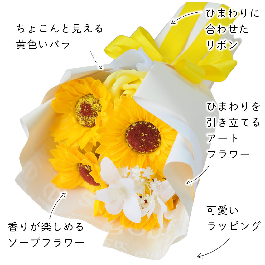 フラワーマーケット花由 新作 花 ソープフラワー アレンジ 「ひまわり
