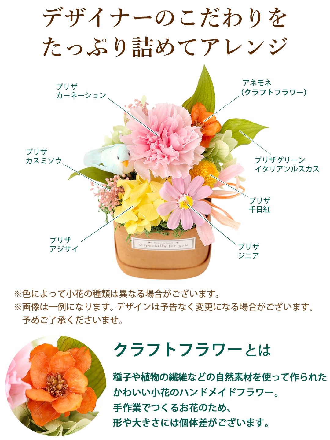 フラワーマーケット花由 プリザーブドフラワー ハッピーバード