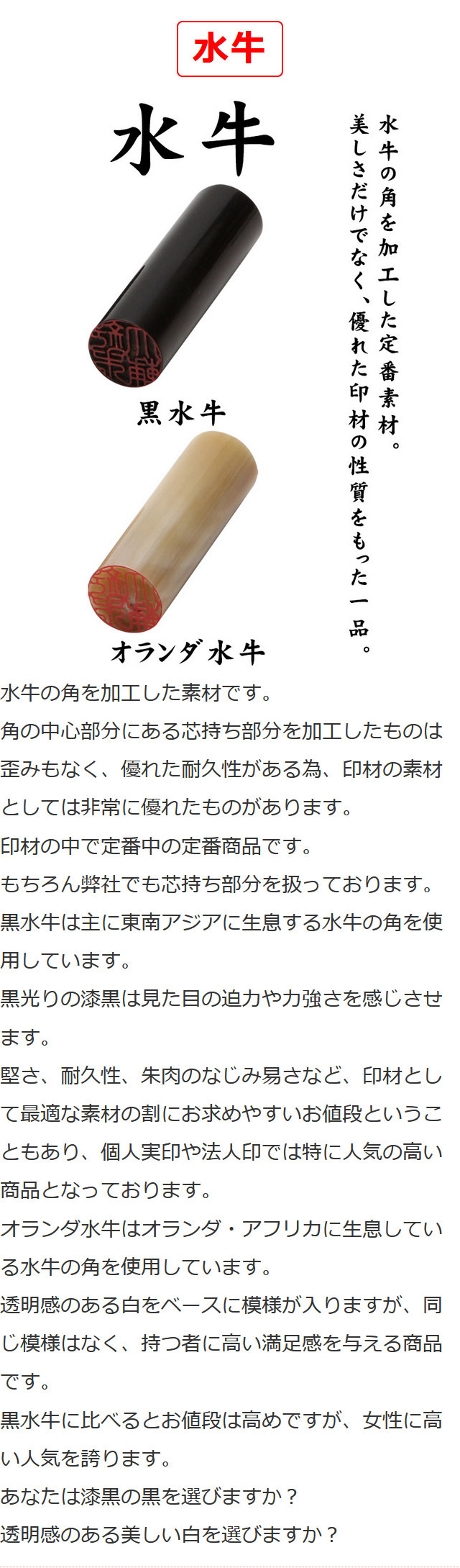 サイズが選べる】オランダ水牛 角印 21mm〜24mm 電子印鑑 : ハンコ