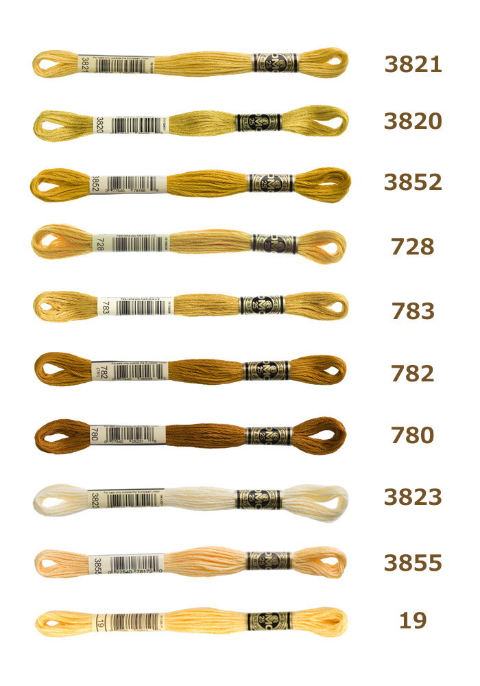 刺しゅう糸 DMC 25番糸 刺繍糸 その17 黄系 3821〜973番色 ディー