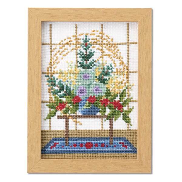 クロスステッチ 刺繍 キット 12ヶ月の小さな花風景 8月 ヒマワリと海