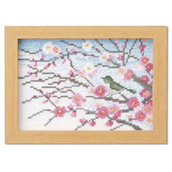 クロスステッチ 刺繍 キット 12ヶ月の小さな花風景 2月 梅と小鳥 