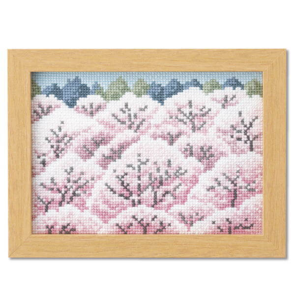 クロスステッチ 刺繍 キット 12ヶ月の小さな花風景 ４月 桜山景色