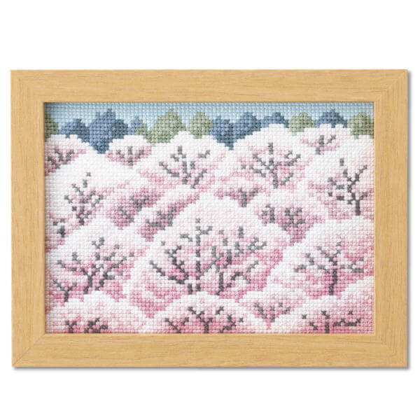 クロスステッチ 刺繍 キット 12ヶ月の小さな花風景 ４月 桜山景色 7544 マリー・カトリーヌコレクション 刺しゅう キット オリムパス olm  手芸の…