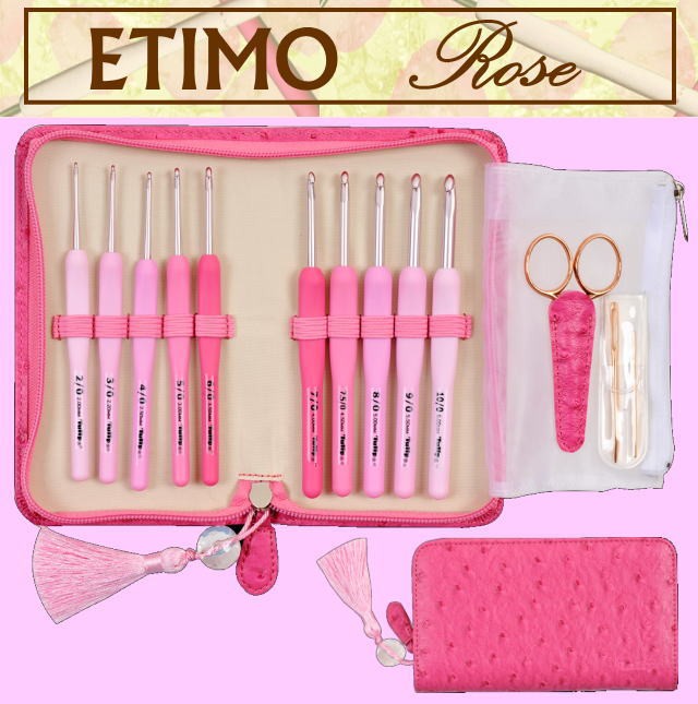 ETIMO Rose エティモロゼ かぎ針・レース針セット 10本入り かぎ針 レース針 セット ETIMO Rose エティモ ロゼ クッショングリップ