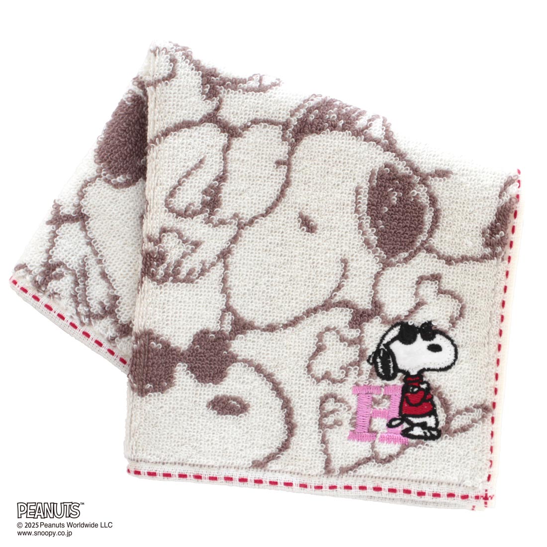 PEANUTS スヌーピー イニシャル タオルハンカチ 0037 ステッチ入り