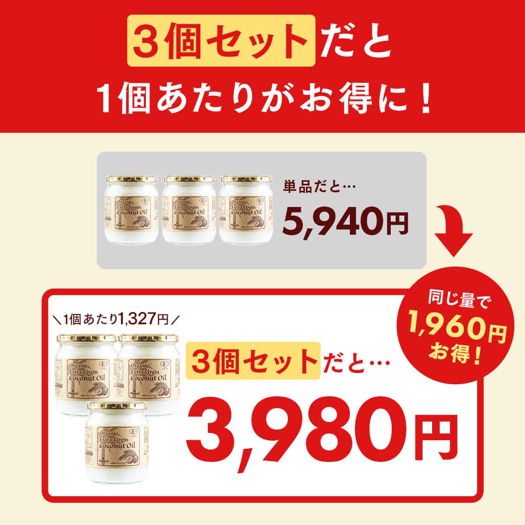 ココナッツオイル オーガニック エクストラバージン ココナッツオイル 400g(432mL)×3個 有機JAS認証 エキストラバージン 中鎖脂肪酸 国内充填 関連画像1