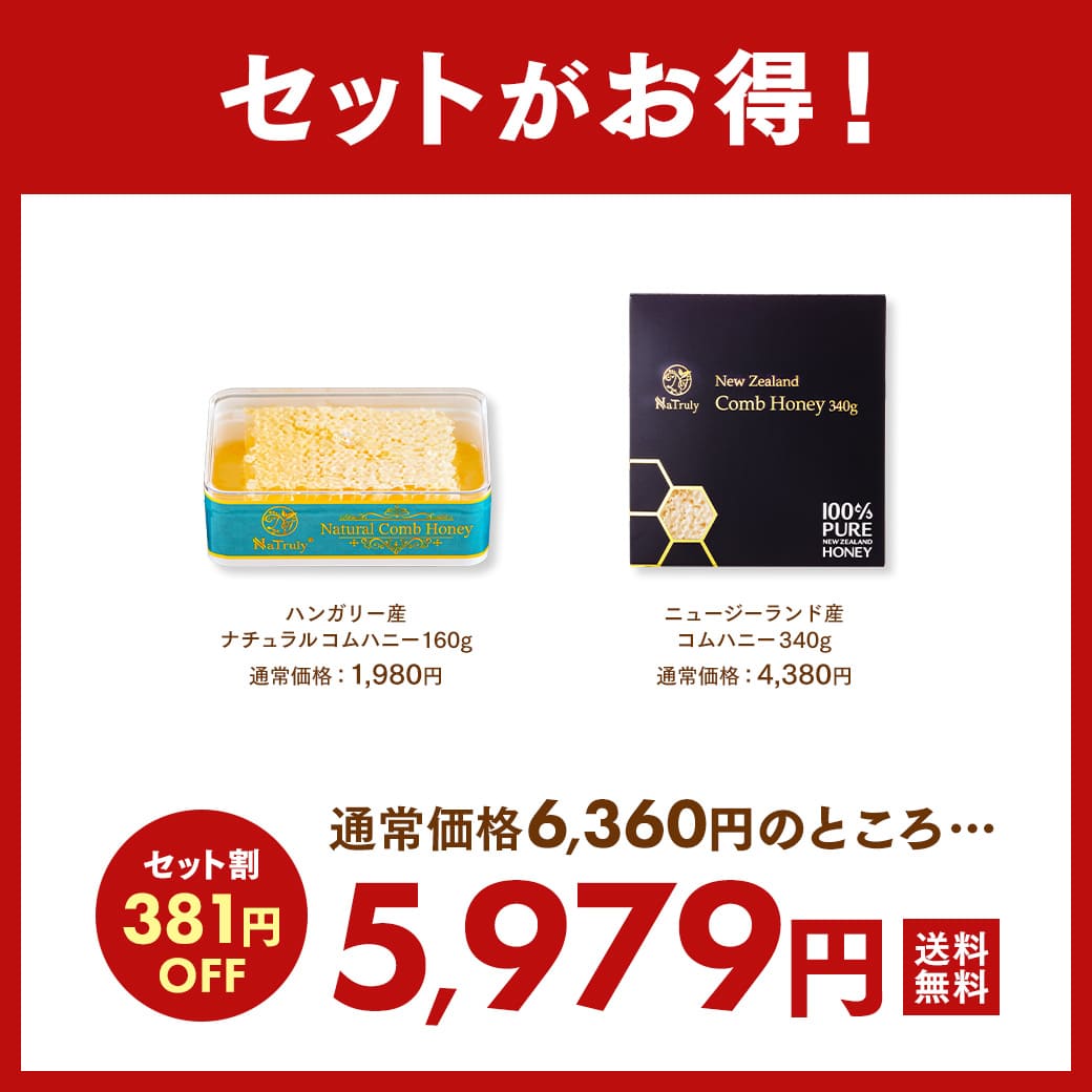 巣蜜 はちみつ コムハニー 2種セット 合計500g ハンガリー産160g
