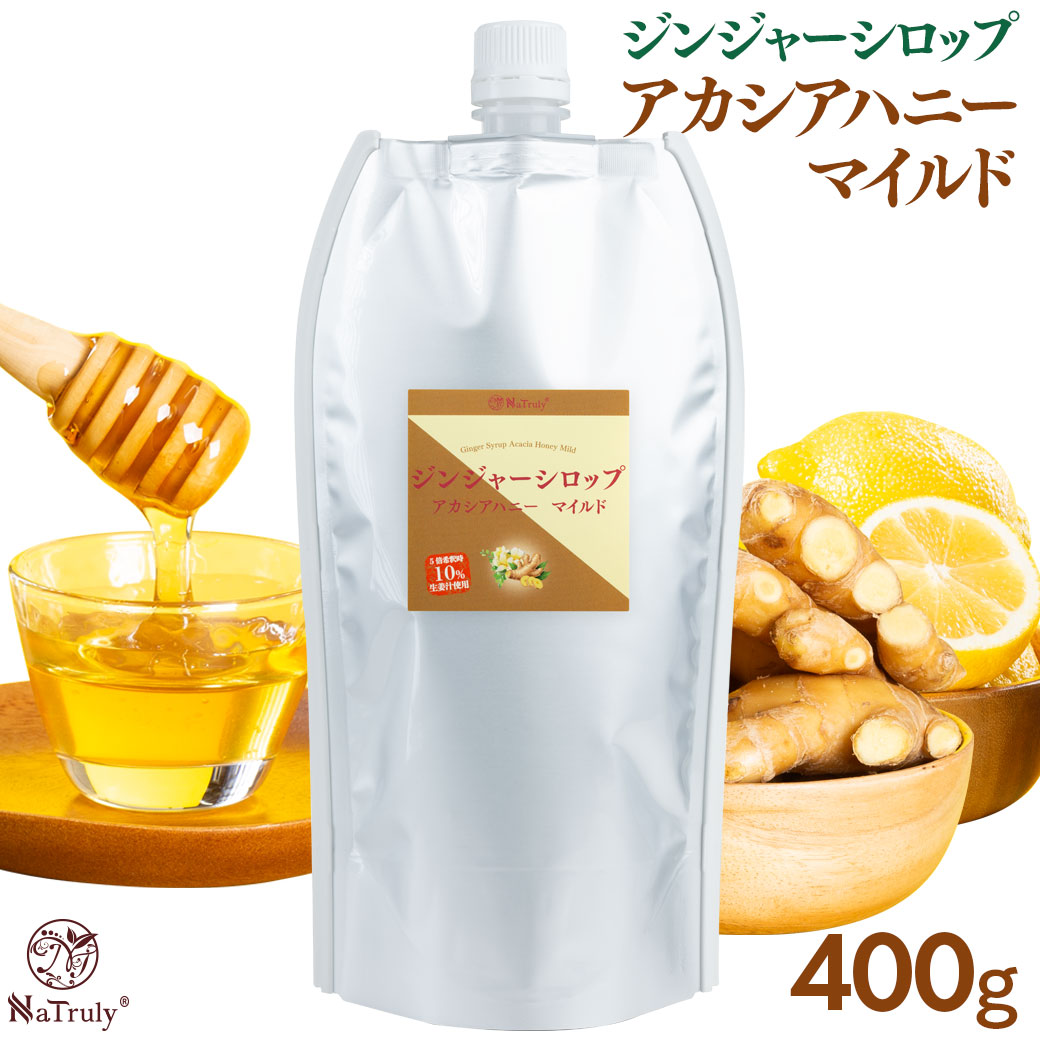 しょうが ナトゥリー ジンジャーシロップ アカシアハニーマイルド 400g パウチ はちみつ 生姜はちみつ 生姜 生姜蜂蜜 生姜湯 温活 onkcp | NaTruly