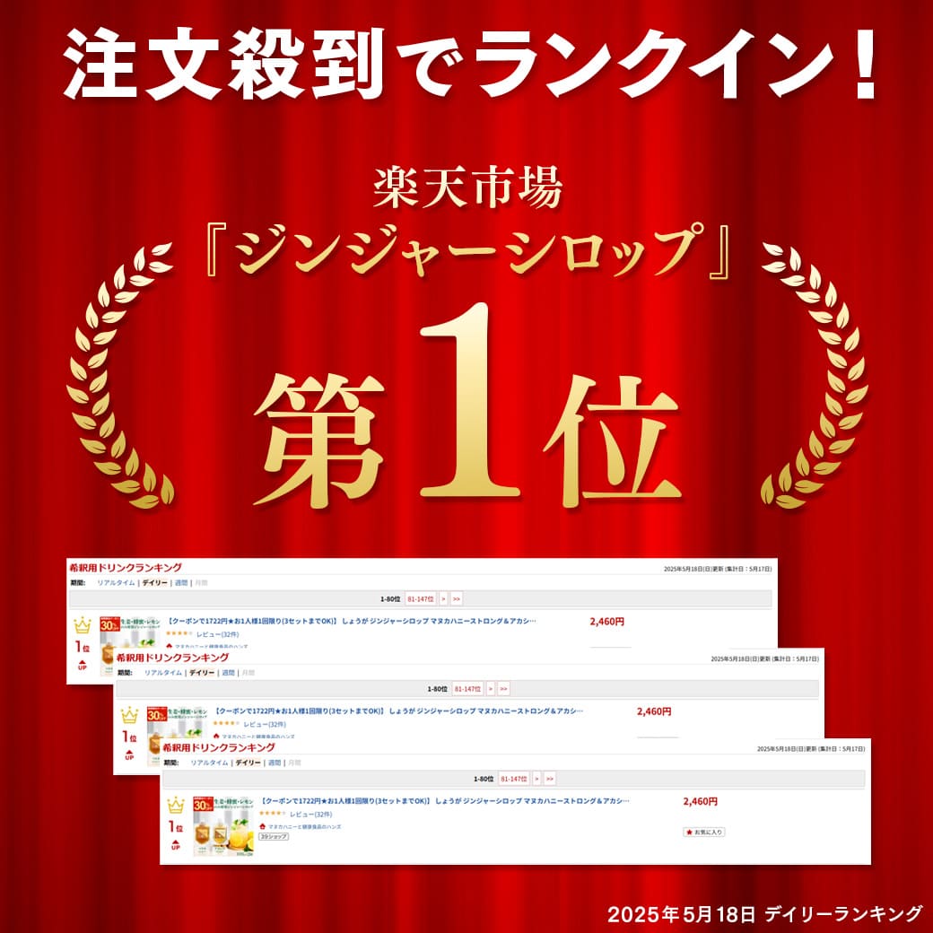 ジンジャーシロップ マヌカハニーストロング&アカシアハニーマイルド 400g×2個 無添加 しょうが 生姜はちみつ 生姜蜂蜜 ジンジャーエールの素 関連画像1