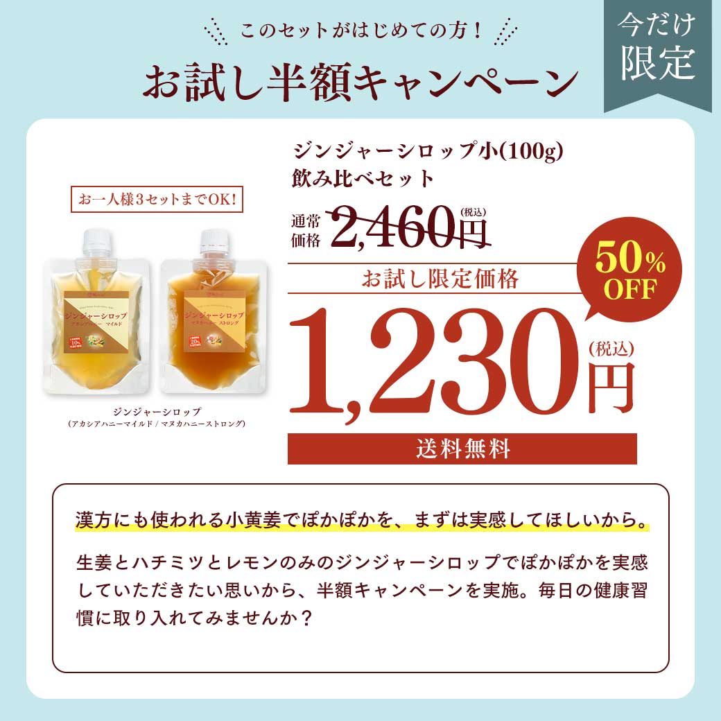 しょうが ジンジャーシロップ マヌカハニーストロング＆アカシアハニーマイルド 100g×2個 ジンジャーエールの素 生姜はちみつ 生姜湯 [初回限定3セットまで] | NaTruly | 01