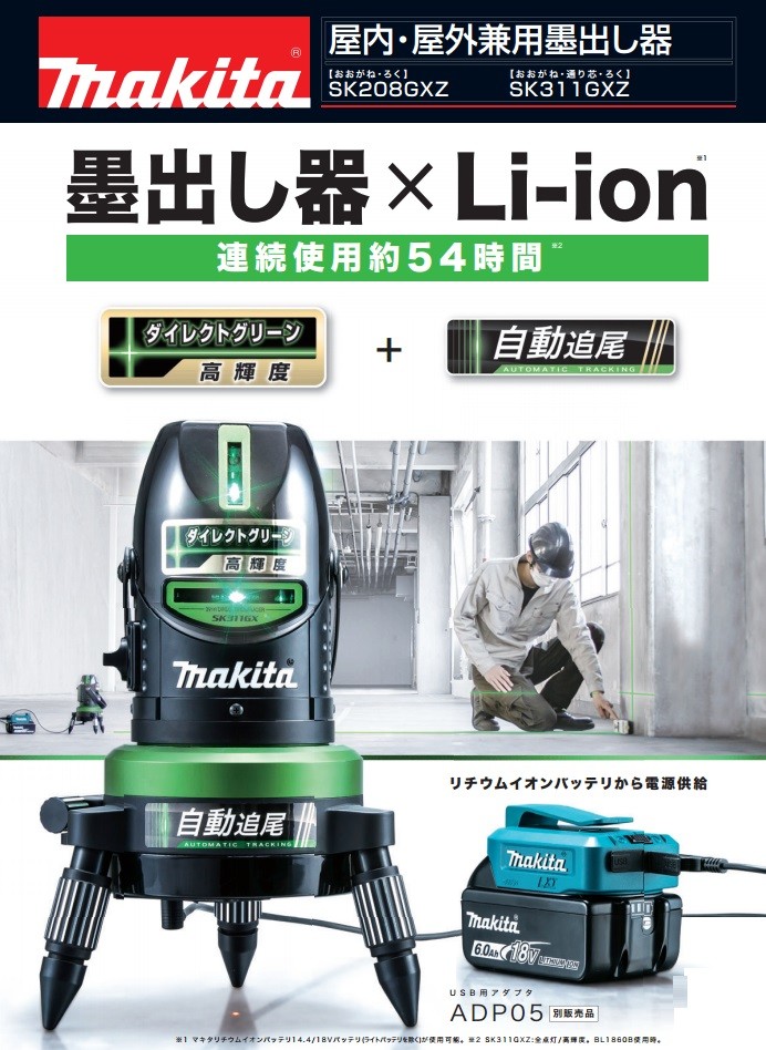 【makita マキタ】屋内・屋外兼用グリーンレーザー墨出し器 自動 