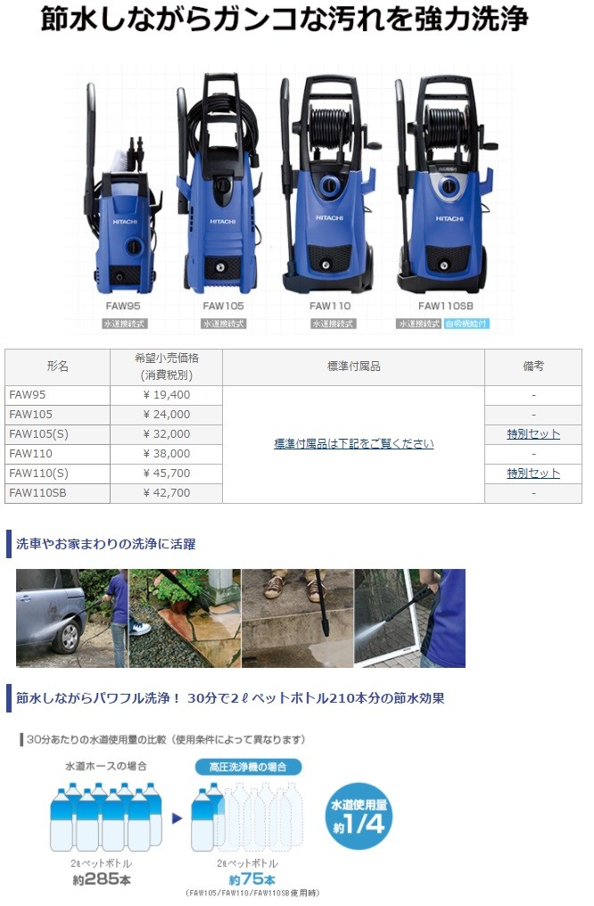 代引き不可 HiKOKI 工機ホールディングス 家庭用高圧洗浄機 FAW105(S 