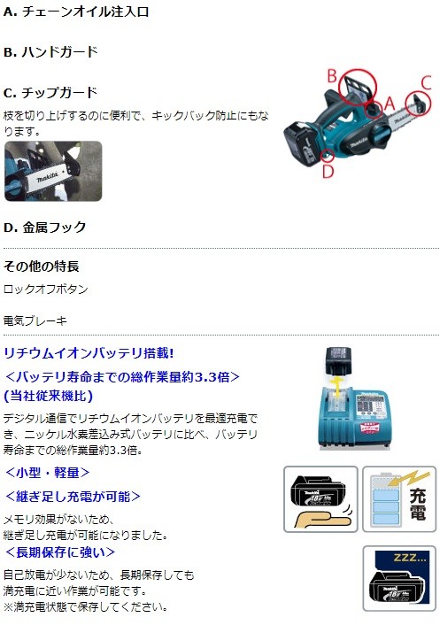 makita マキタ 18V 充電式チェンソー UC122DZ 本体のみ ガイドバー