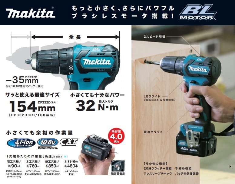makita マキタ 10.8V充電式震動ドライバドリル HP332DZ 本体のみ（電池 