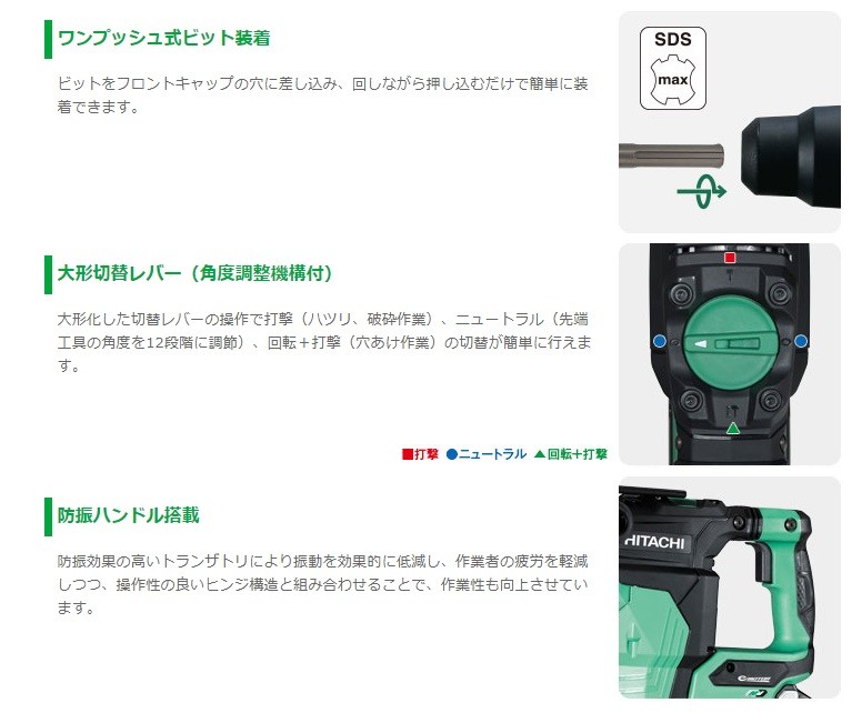 代引き不可 HiKOKI 工機 コードレスハンマドリル MV(36V) DH36DMA(2WP