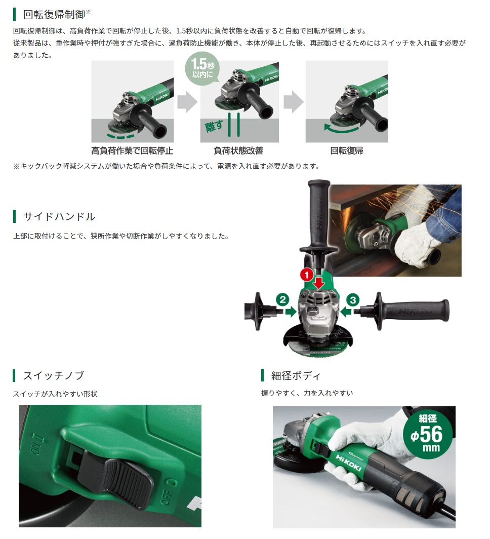 HiKOKI 工機ホールディングス 電子ディスクグラインダ 150mm径 G15YE3