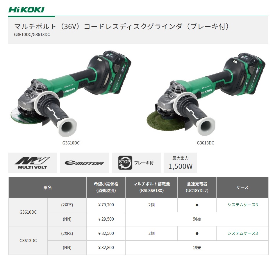 在庫あり HiKOKI 工機 MV（36V）100mmコードレスディスクグラインダ