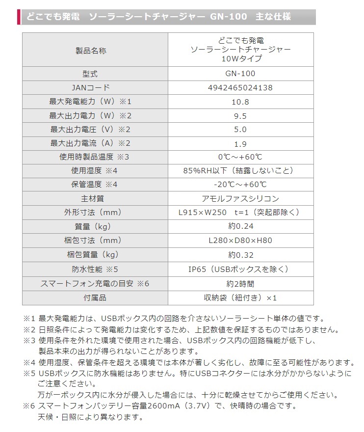 オーエス OS ソーラーシートチャージャーセット GN-100B1 日本製 最大