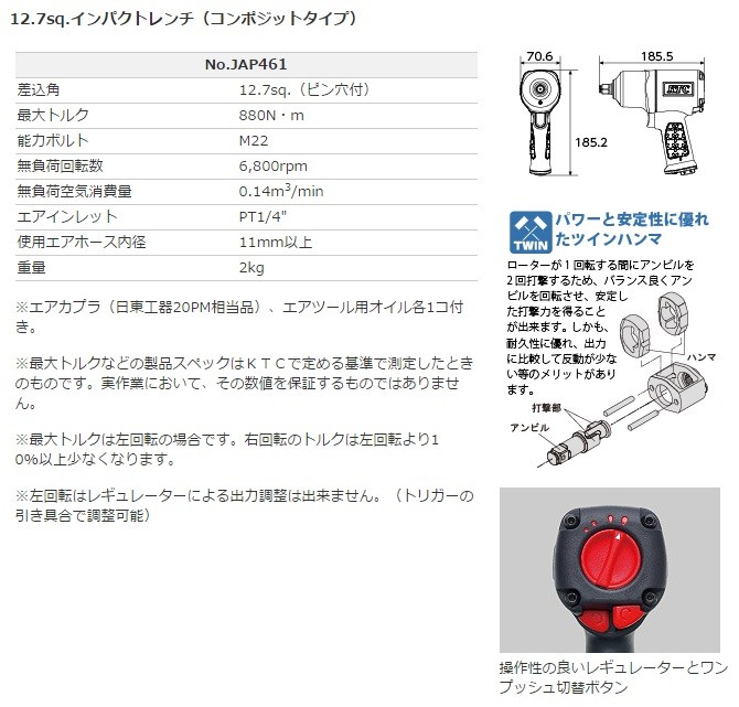 KTC 京都機械工具 12.7sq.インパクトレンチ（コンポジットタイプ