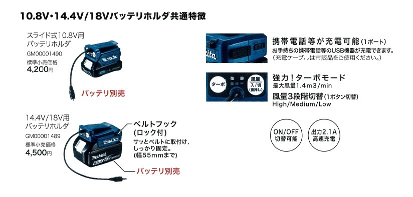 makita マキタ 充電式ファンジャケット用 バッテリホルダ（アダプタ）14.4V・18V用 GM00001489 :GM00001489:ハンズコテラ  !ショップ 通販 