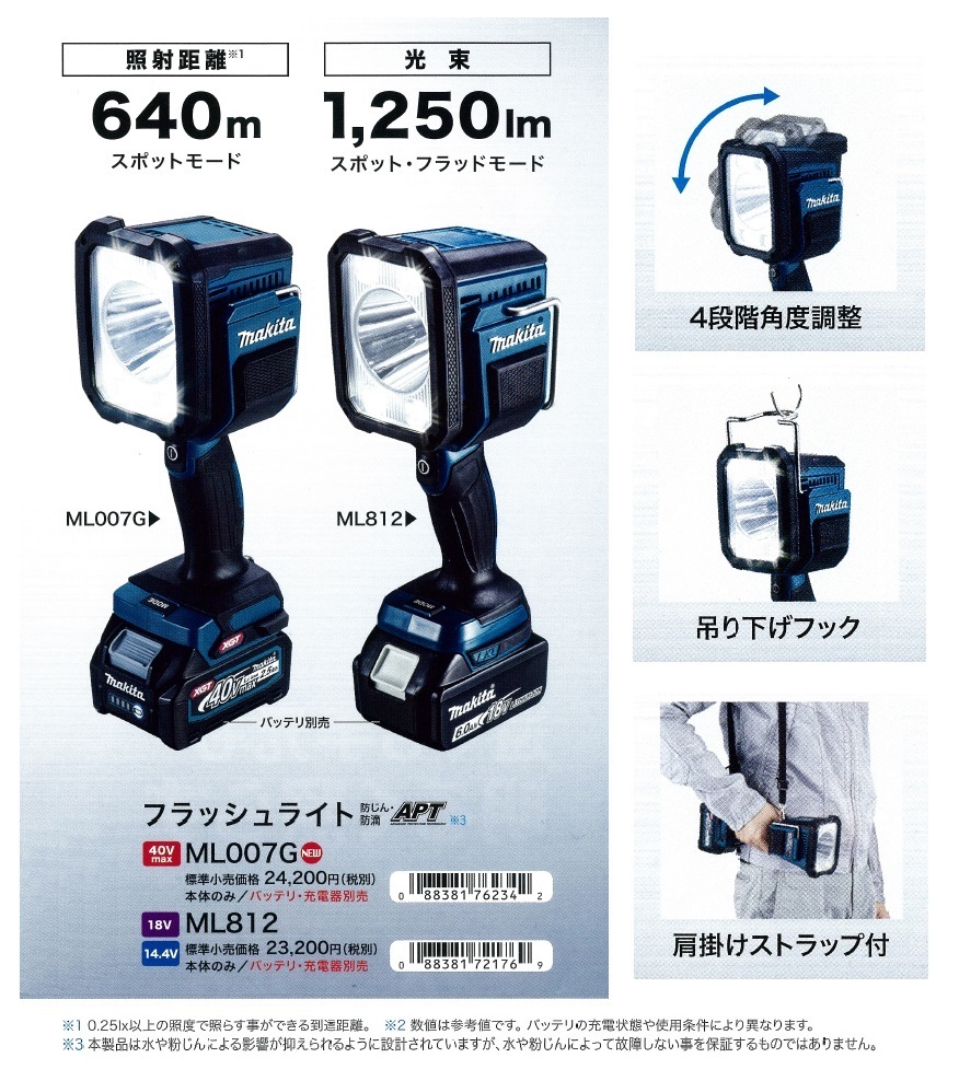 makita マキタ 14.4V/18V 充電式フラッシュライト ML812 本体のみ ...