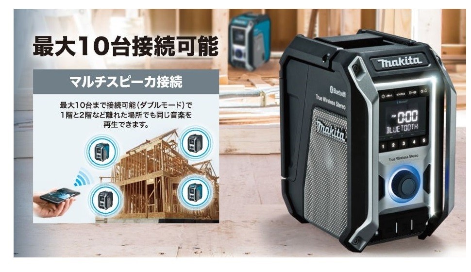 makita マキタ 充電式ラジオ　MR113 青／MR113B 黒　本体のみ　Bluetooth・スピーカ×３＆マルチアンプ(バッテリ・充電器別売)