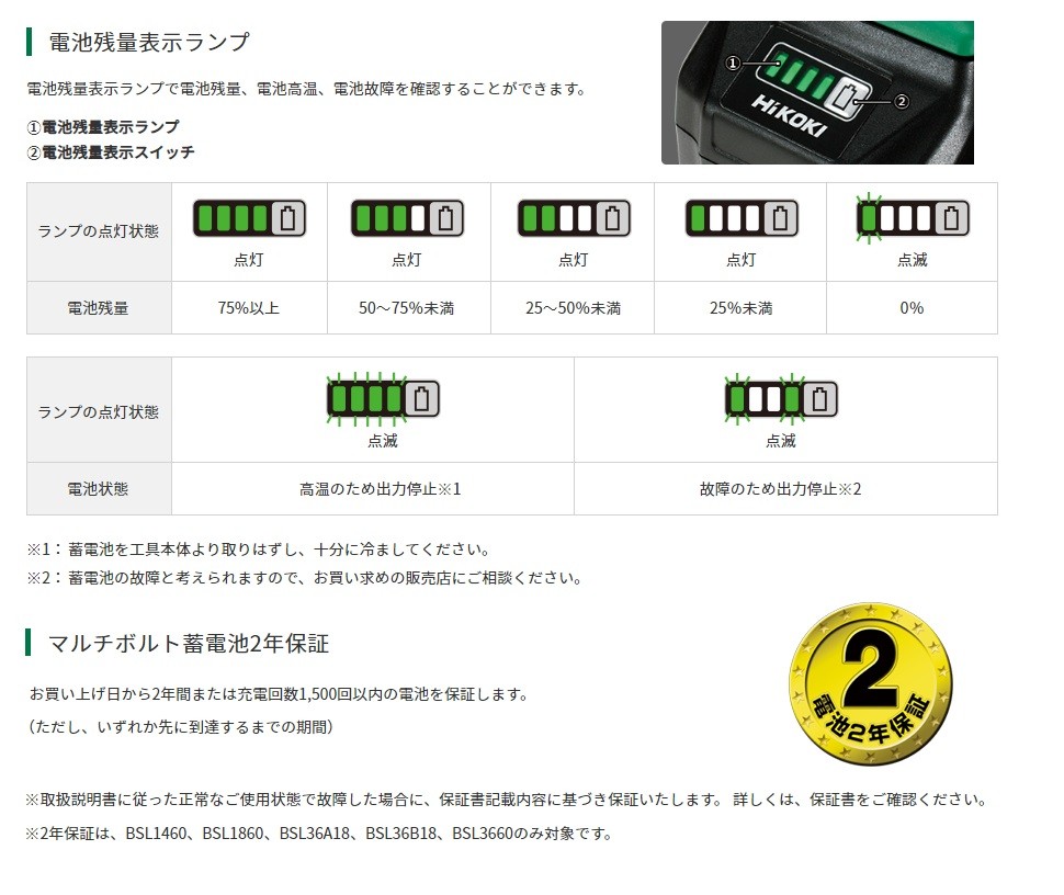 在庫限定特価 HiKOKI 工機 マルチボルト蓄電池/Bluetooth機能搭載 BSL36B18B 36V-4.0Ah / 18V-8.0Ah  [0037-5634] リチウムイオン 保証書・箱付 :BSL36B18B:ハンズコテラ Yahoo!ショップ - 通販 - Yahoo!ショッピング