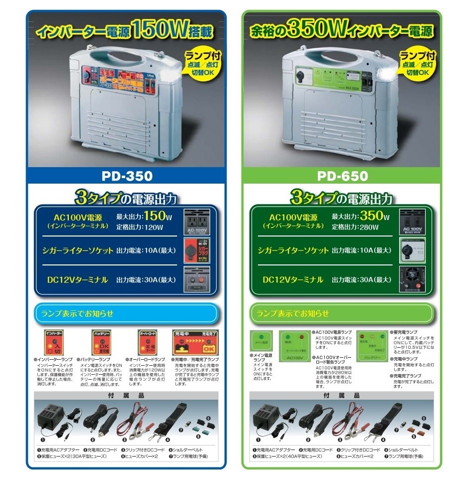 CELLSTAR セルスター工業】ポータブル電源 インバータ電源350W 屋内型