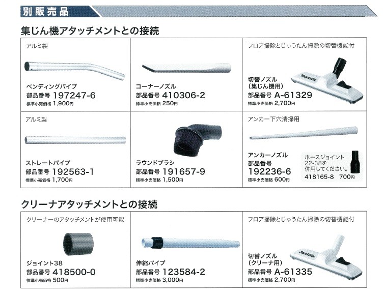 makita マキタ 純正交換部品 伸縮ホース 140G04-3 VC750D標準付属品