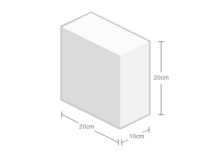 100mm×200mm×200mmの直方体の発泡スチロール