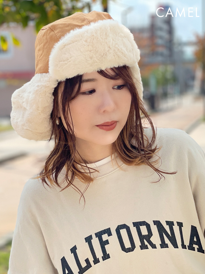耳当て付き帽子 3way 防寒帽子 ファー付き パイロットキャップ