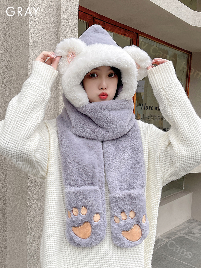 Lazy Oaf Daddy Bears ピンク 耳付き フード マフラー 帽子