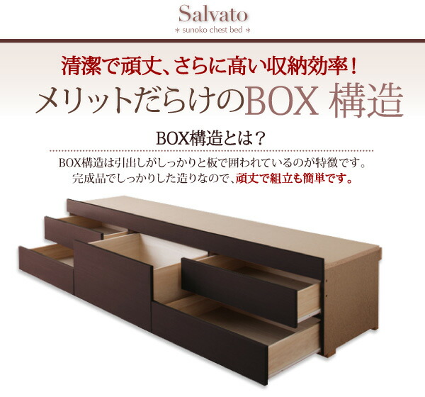 日本製_棚・コンセント付き大容量すのこチェストベッド 薄型