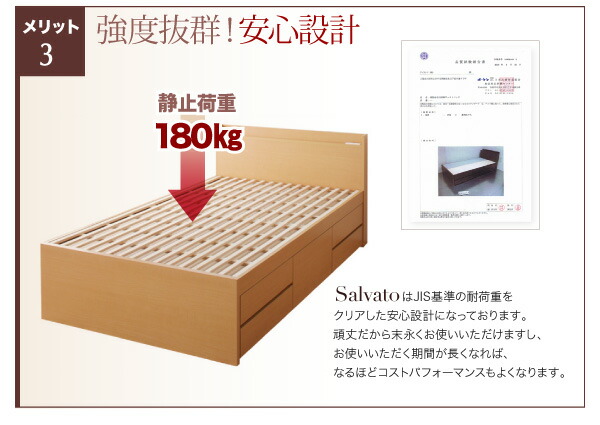 日本製_棚・コンセント付き大容量すのこチェストベッド 薄型 