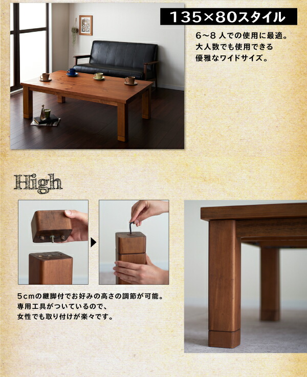 [大特価] 天然木パイン材 男前ヴィンテージデザインこたつテーブル 長方形(80×135cm) ブラウン 【GMS8219182563】(30045円)