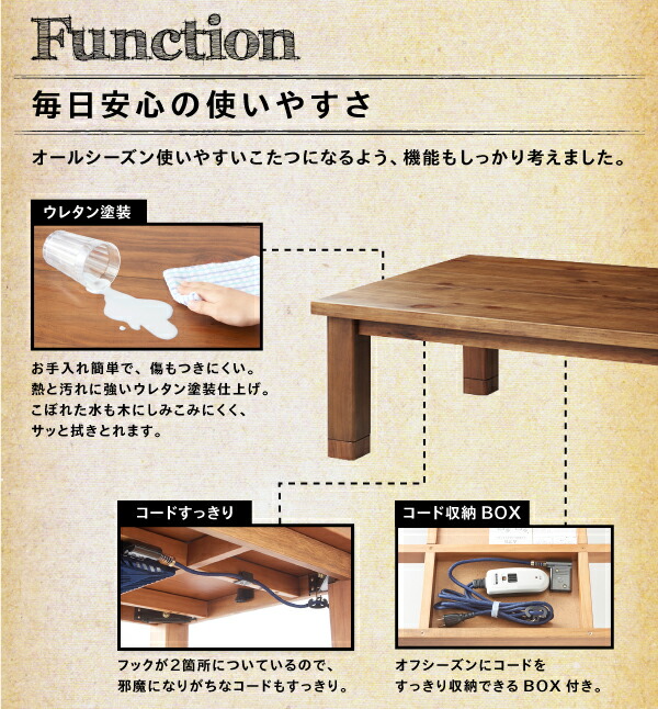 [大特価] 天然木パイン材 男前ヴィンテージデザインこたつテーブル 長方形(80×135cm) ブラウン 【GMS8219182563】(30045円)