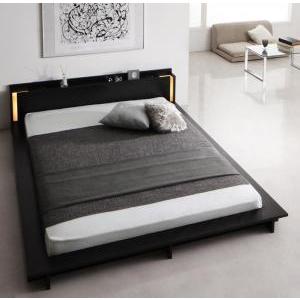 モダンライト・棚・コンセント付きデザインフロアローベッド プレミアムポケットコイルマットレス付き ホワイト ホワイト(61138円)