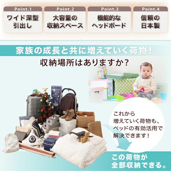 組立設置付 国産 ワイド深型引き出しチェストベッド 棚 組立設置付 国産 ワイド深型引き出しチェストベッド 棚