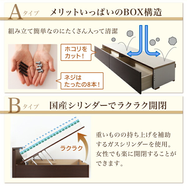 大手ECサイト シングルベッド セミダブルベッド 収納付き スタンダードポケットコイルマットレス付き B(S)+A(SD)タイプ ダークブラウン