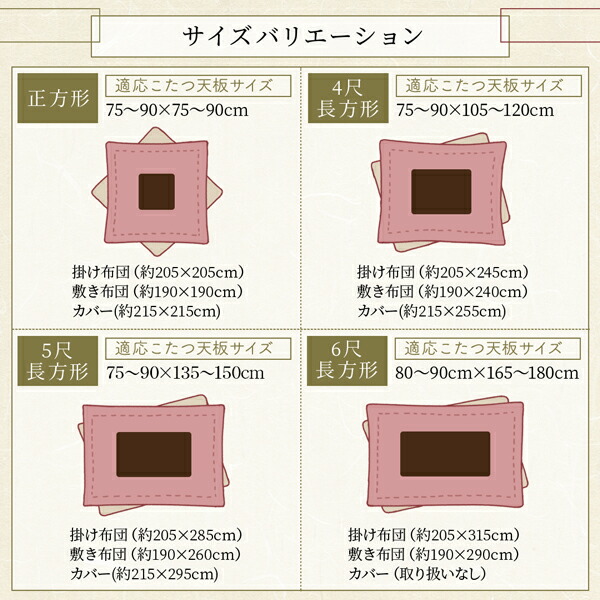 おしゃれ ふっくら綿入り うさぎ和柄こたつ布団シリーズ こたつ布団カバー単品 正方形(80×80cm)天板対応 - 15