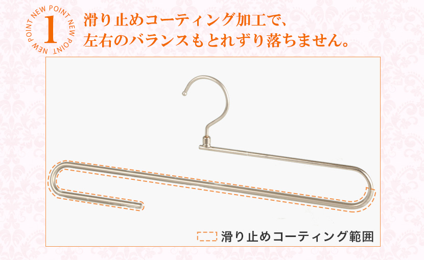 大判ストールハンガー ホワイトニッケル 10本セット W420mm  フック回転 送料無料の画像