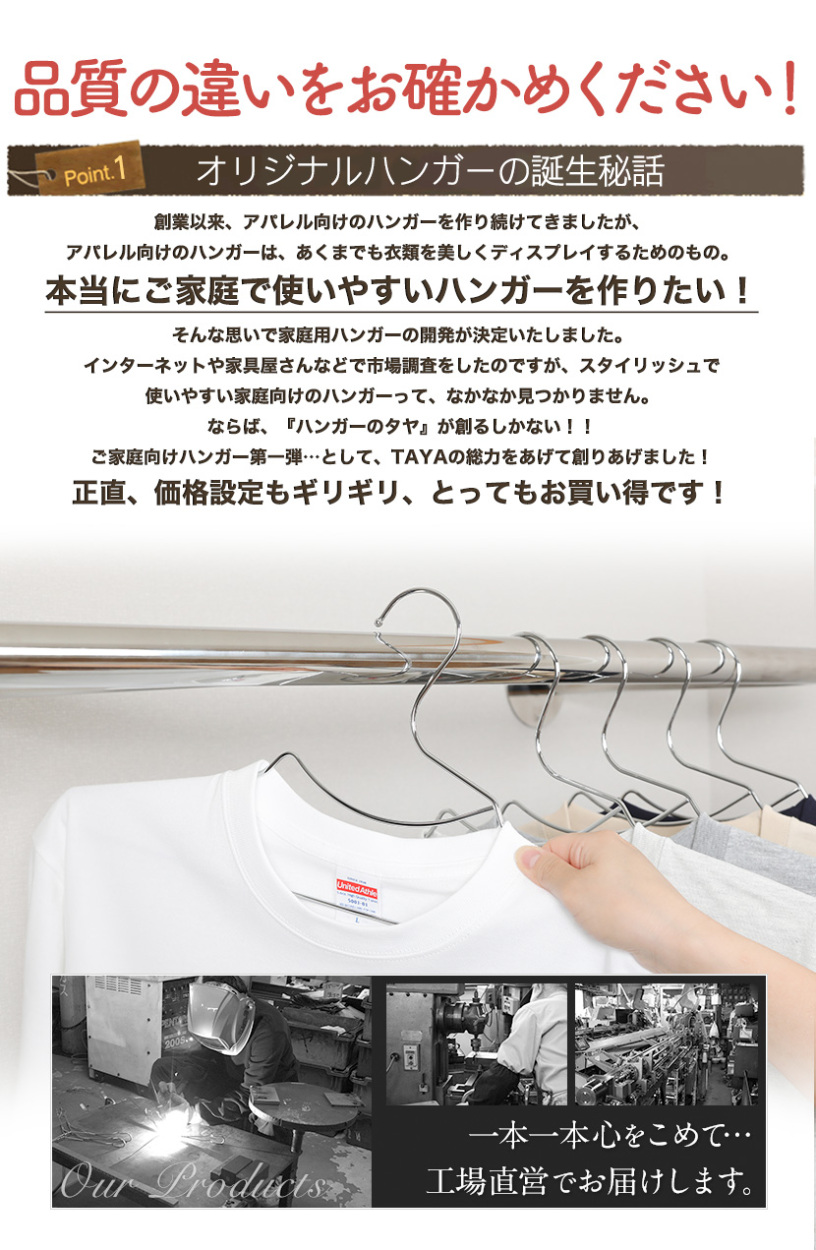 ナカタハンガー　10本セット（約42cm）シャツハンガー 人体ハンガー シャツ用 10本セット
